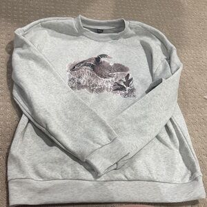 SHEIN Light Gray Graphic Crewneck Sweater